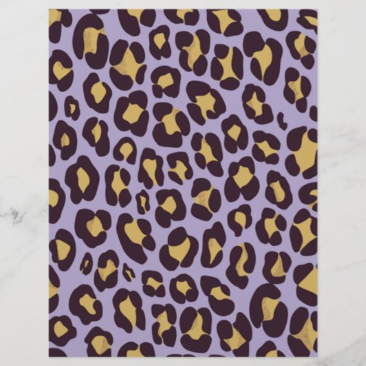 パープル&金ゴールドチータファーパターンスクラップブック紙 (正面)