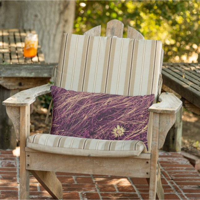 パープル&金ゴールドテクスチャナチュラルファームハウスコテージ アウトドアクッション (椅子)