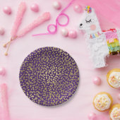 パープル&金ゴールドドット紙吹雪グエレガントラム ペーパープレート (パーティー)