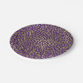 パープル&金ゴールドドット紙吹雪グエレガントラム ペーパープレート (アングル)