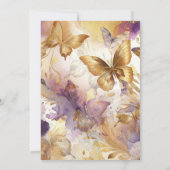 パープル&金ゴールドバタフライドレスファンタジースウィート16 招待状 (裏面)