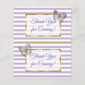 パープル&金ゴールドバタフライベビーシャワーおむつラッフル チラシ (裏面)