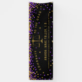 パープル&金ゴールドバナーロースクール卒業パーティー 横断幕 (縦)