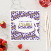 パープル&金ゴールドパーソナライズされた卒業キャップ紙 スタンダードランチョンナプキン (インサイチュ)