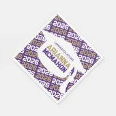 パープル&金ゴールドパーソナライズされた卒業キャップ紙 スタンダードランチョンナプキン (角)