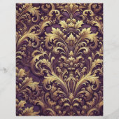 パープル&金ゴールドビクトリアンアカントススクラップブック紙 (裏面)