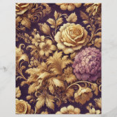 パープル&金ゴールドビクトリアン花模様スクラップブック紙 (裏面)