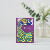 パープル&金ゴールドピーコックウェディングレセプションカード エンクロージャーカード (スタンド正面)