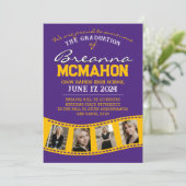 パープル&金ゴールドフィルムストリップ卒業発表 招待状 (スタンド正面)