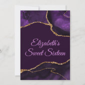 パープル&金ゴールドフェイクグリッターアゲートスイート16 サンキューカード (裏面)