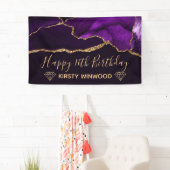 パープル&金ゴールドフェイクグリッターアゲートスイート16 横断幕 (インサイチュ)