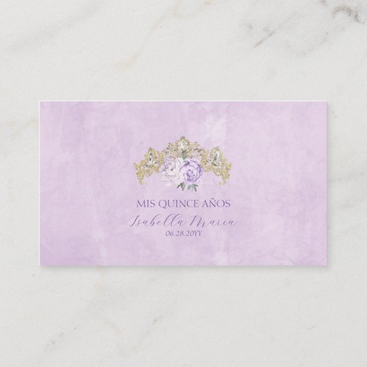 パープル&金ゴールドフローラエレガントクインセエーネラRSVP エンクロージャーカード (裏面)