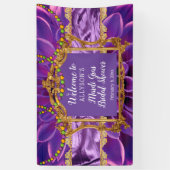 パープル |金ゴールドフローラマルディグラスブライダルシャワー 横断幕 (縦)