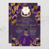 パープル&金ゴールドプリンセスキャッスルキンセアニラ 招待状 (正面/裏面)