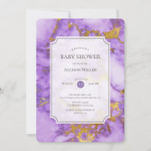 パープル&金ゴールドベビーシャワー招待状 招待状 (正面)