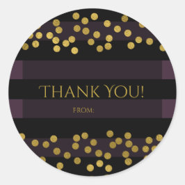 パープル&金ゴールドホイルフェイク紙吹雪ドットの好み ラウンドシール