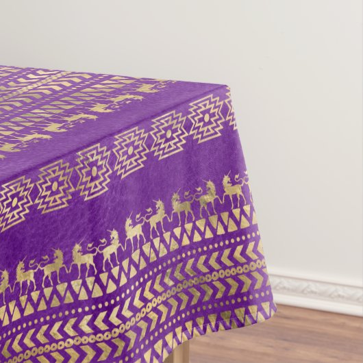 パープル&金ゴールドボヘミアンユニコーンパターン テーブルクロス (インサイチュ)