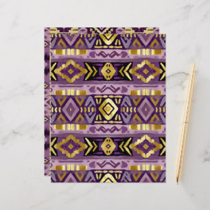 パープル&金ゴールドボホアステカジオパターンスクラップブック
