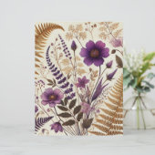 パープル&金ゴールドボホワイルドフラワーズ&シダのスクラップブック (スタンド正面)