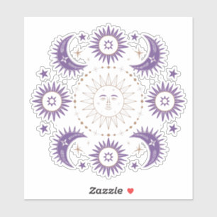 パープル&金ゴールドボーホシアルサン&ムーンスクラップブック シール