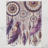 パープル&金ゴールドボーホドリームキャッチャーパターンスクラップブック (正面)
