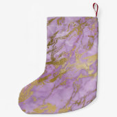 パープル&金ゴールドマーブルグリッターとスパークルモノグラム スモールクリスマスストッキング (裏面)