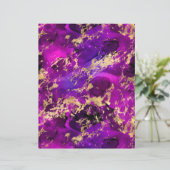 パープル&金ゴールドマーブル銀河系スクラップブック紙シート (スタンド正面)