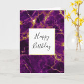 パープル&金ゴールドモダン抽象芸術マーブル誕生日 カード (黄色い花)