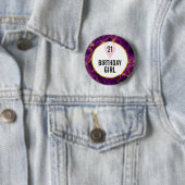 パープル&金ゴールドモダン抽象芸術マーブル誕生日 缶バッジ (インサイチュ)