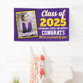 パープル&金ゴールドモノグラム&フォト卒業 横断幕 (インサイチュ)