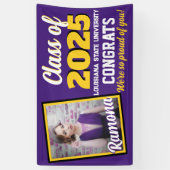 パープル&金ゴールドモノグラム&フォト卒業 横断幕 (縦)