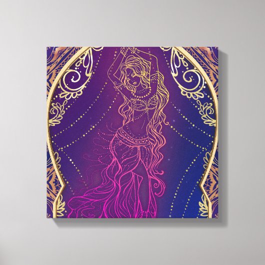 パープル&金ゴールドモロッコアラビアンベリー踊りグラム キャンバスプリント (正面)