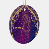 パープル&金ゴールドモロッコアラビアンベリー踊りグラム セラミックオーナメント (右)