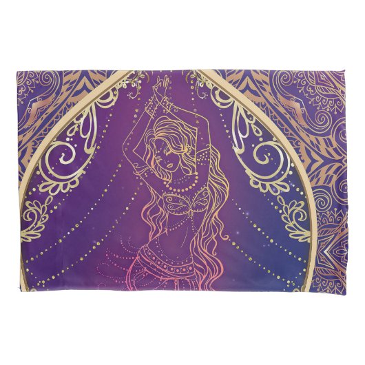 パープル&金ゴールドモロッコアラビアンベリー踊りグラム 枕カバー (正面)