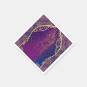 パープル&金ゴールドモロッコアラビアンベリー踊りパーティー スタンダードカクテルナプキン (角)