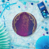 パープル&金ゴールドモロッコアラビアンベリー踊りパーティー ペーパープレート (パーティー)