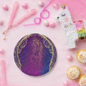 パープル&金ゴールドモロッコアラビアンベリー踊りパーティー ペーパープレート (パーティー)