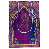 パープル&金ゴールドモロッコアラビアンベリー踊りパーティー ミディアムペーパーバッグ (裏面)