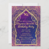 パープル&金ゴールドモロッコアラビアンベリー踊りパーティー 招待状 (正面)