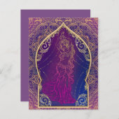 パープル&金ゴールドモロッコベリー踊りダンスパーティー インビテーションポストカード (正面/裏面)