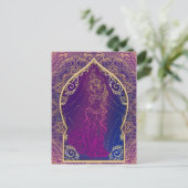 パープル&金ゴールドモロッコベリー踊りダンスパーティー インビテーションポストカード (スタンド正面)