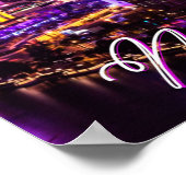 パープル&金ゴールドラスベガスバイベスネバダスカイライン ポスター (角)