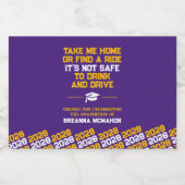 パープル&金ゴールド卒業は飲まない&ドライブミニ リキュールボトルラベル (シングルラベル)