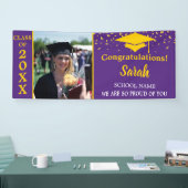 パープル&金ゴールド卒業写真クラス2025 横断幕 (トレードショー)