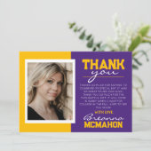 パープル&金ゴールド卒業写真サンキューカード 招待状 (スタンド正面)