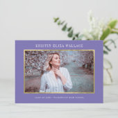 パープル&金ゴールド卒業発表 案内状 (スタンド正面)