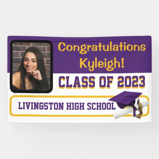 パープル&金ゴールド卒業 横断幕 (横)