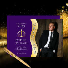 パープル |金ゴールド大学院波法法法法学Grad 案内状