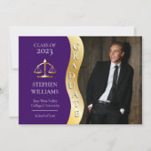 パープル |金ゴールド大学院波法法法法学Grad 案内状 (正面)