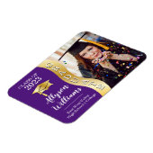 パープル |金ゴールド大学院生Wave Grad Cap写真 マグネット (左側)